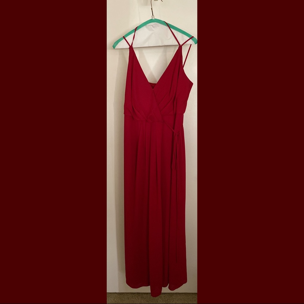 Red wrap around cocktail dress